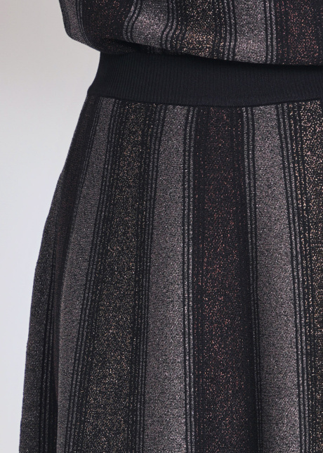 Gleaming Striped Midi Skirt in Brown
