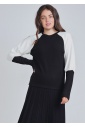 Classic Color Block Long Sleeve Tee: Black & White