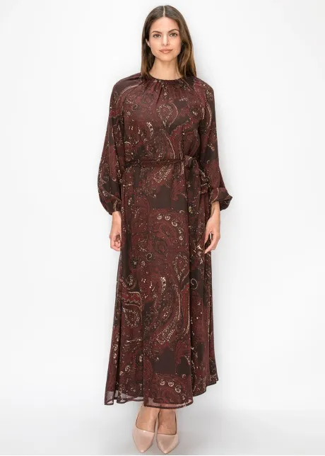 Paisley Chiffon Ankle Length Dress
