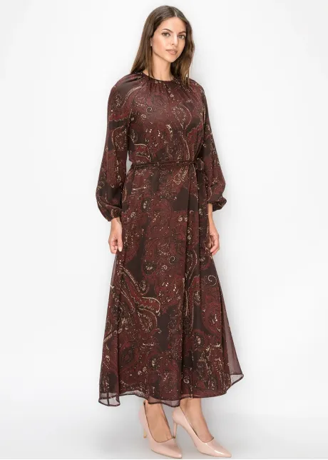Paisley Chiffon Ankle Length Dress