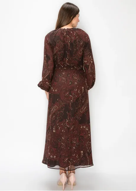 Paisley Chiffon Ankle Length Dress