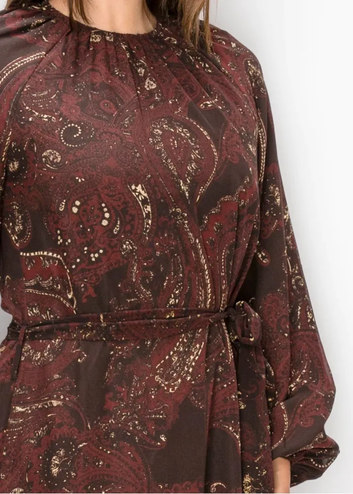 Paisley Chiffon Ankle Length Dress
