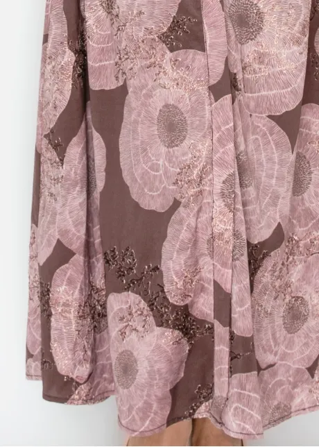 Belted Poppy Print Ankle Length Dress