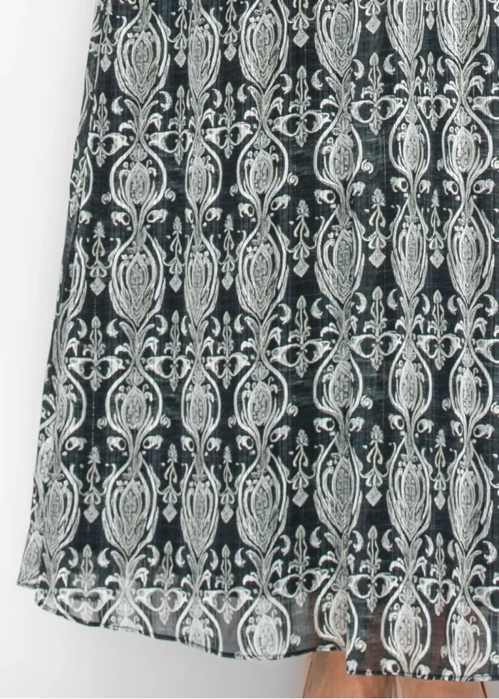 Long Sleeve Printed Chiffon Dress