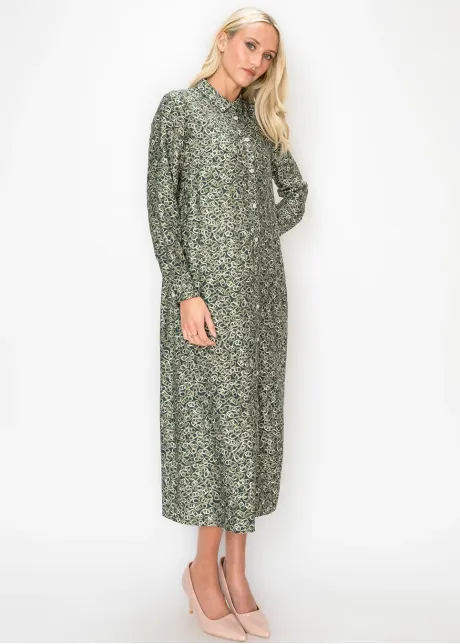 Olive Chain Link Ankle Length Dress