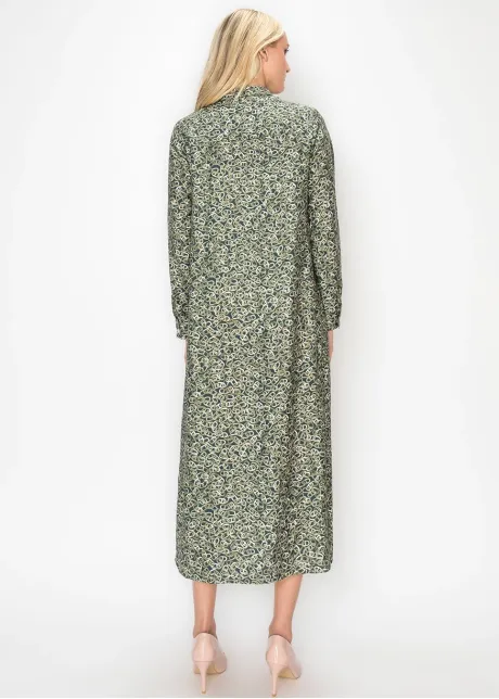 Olive Chain Link Ankle Length Dress