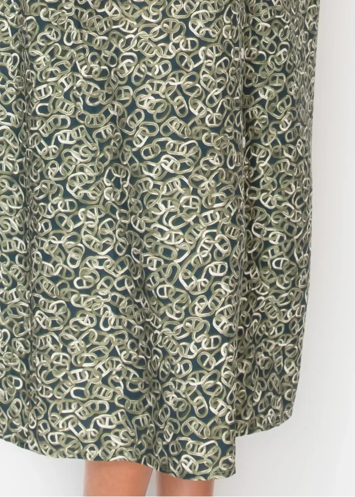 Olive Chain Link Ankle Length Dress