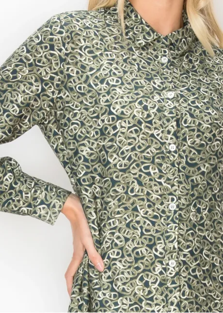 Olive Chain Link Ankle Length Dress