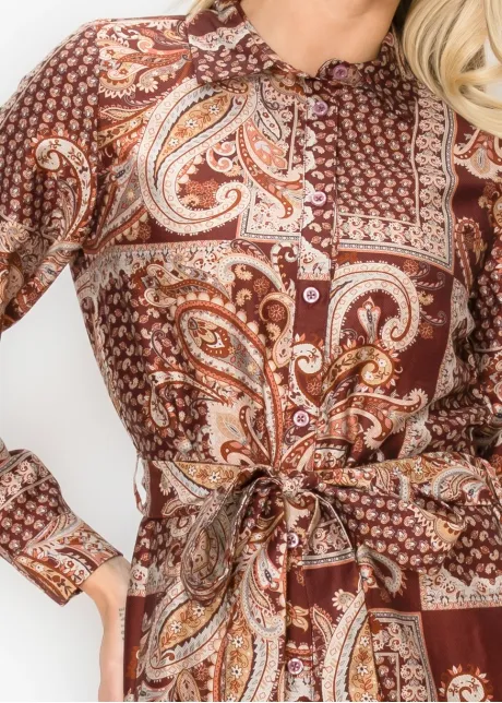 Burgundy Paisley Shirt Dress