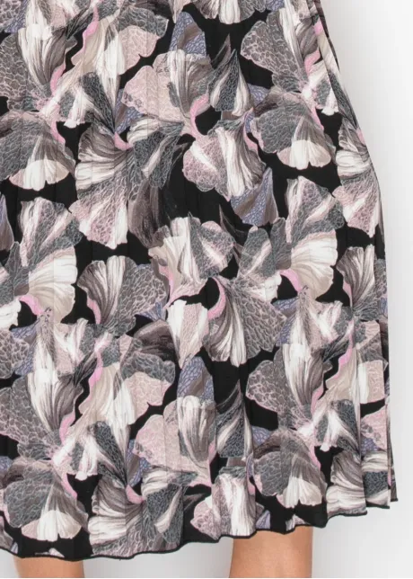 Collared Floral Print Pleated Dress