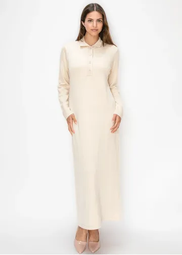 Long Sleeve Cream Knit Dress