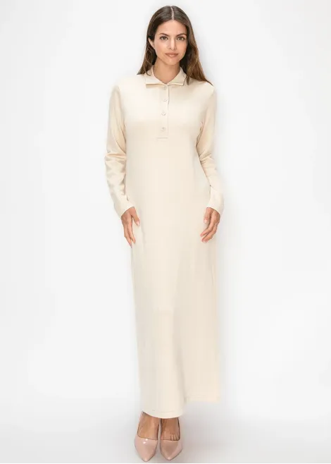 Long Sleeve Cream Knit Dress