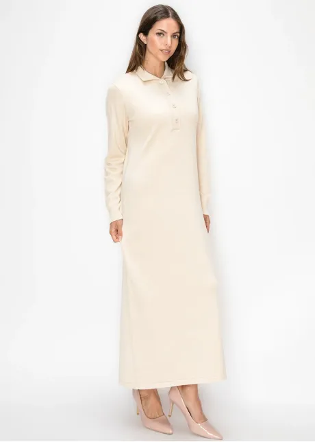 Long Sleeve Cream Knit Dress
