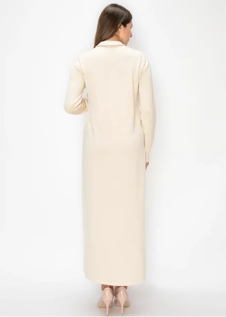 Long Sleeve Cream Knit Dress
