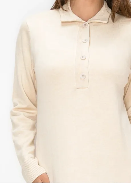 Long Sleeve Cream Knit Dress