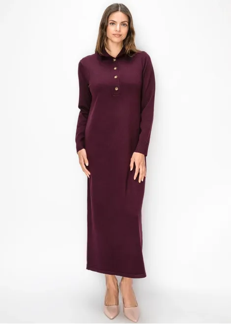 Burgundy Collared Sweater Dress