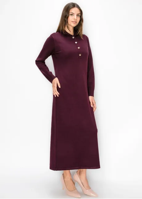Burgundy Collared Sweater Dress