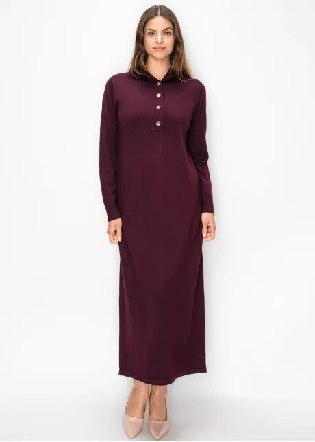 Burgundy Collared Sweater Dress