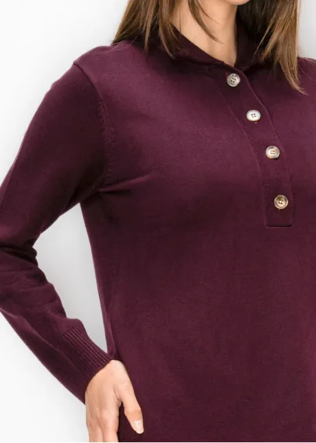 Burgundy Collared Sweater Dress