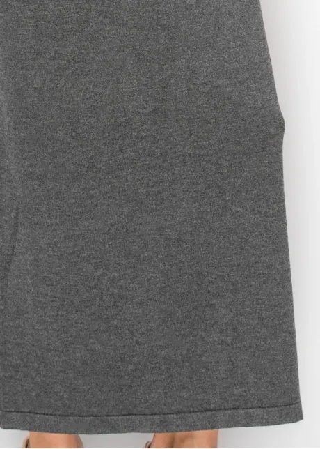 Grey Knit Polo Dress, Long Sleeve