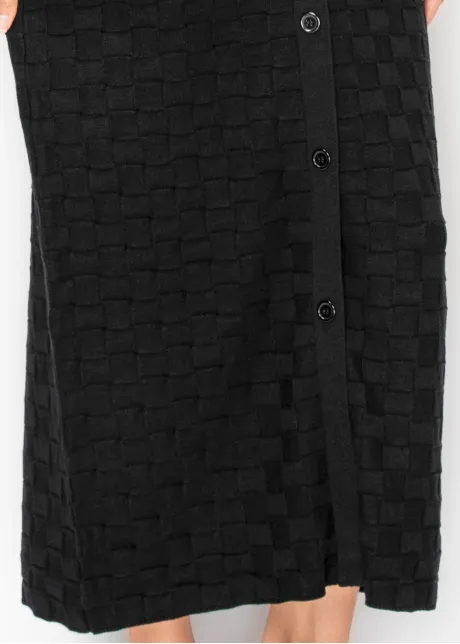 Black Knit Dress with Burgundy Collar