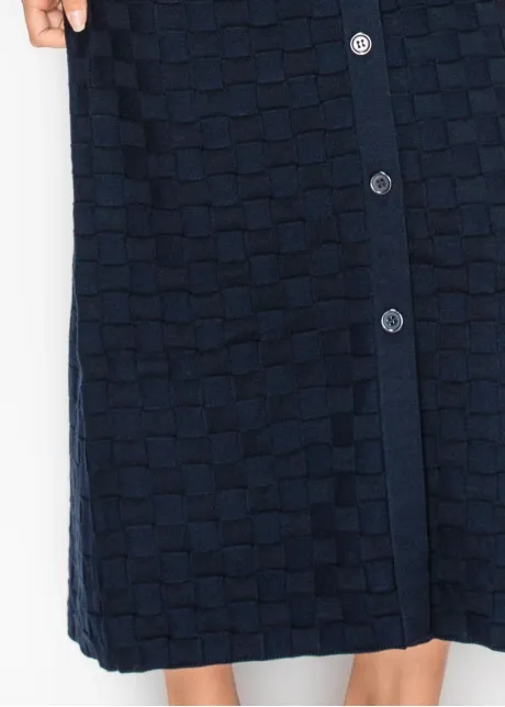 Navy Knit Dress with Contrast Collar