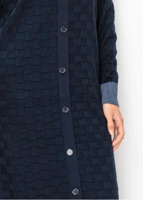 Navy Knit Dress with Contrast Collar
