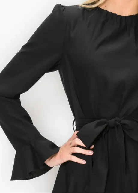 Black Tiered Ruffle Midi Dress