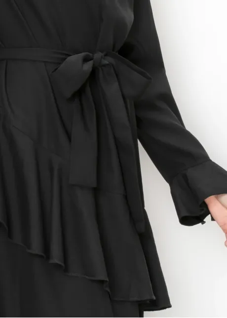 Black Tiered Ruffle Midi Dress