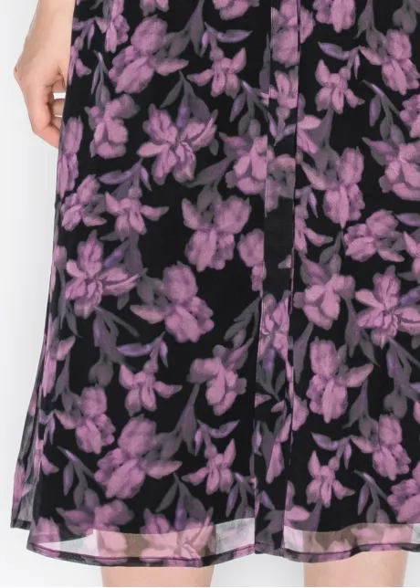 Purple Floral Chiffon Shirt Dress