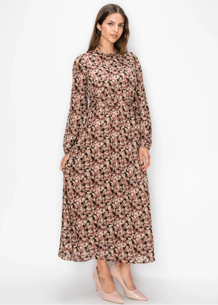 Belted Floral Print Dress