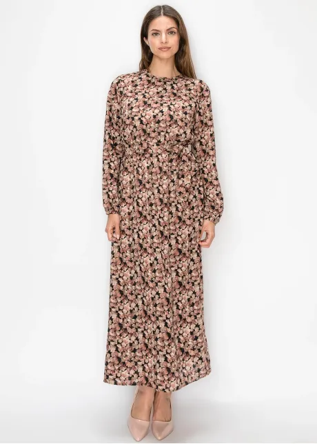 Belted Floral Print Dress