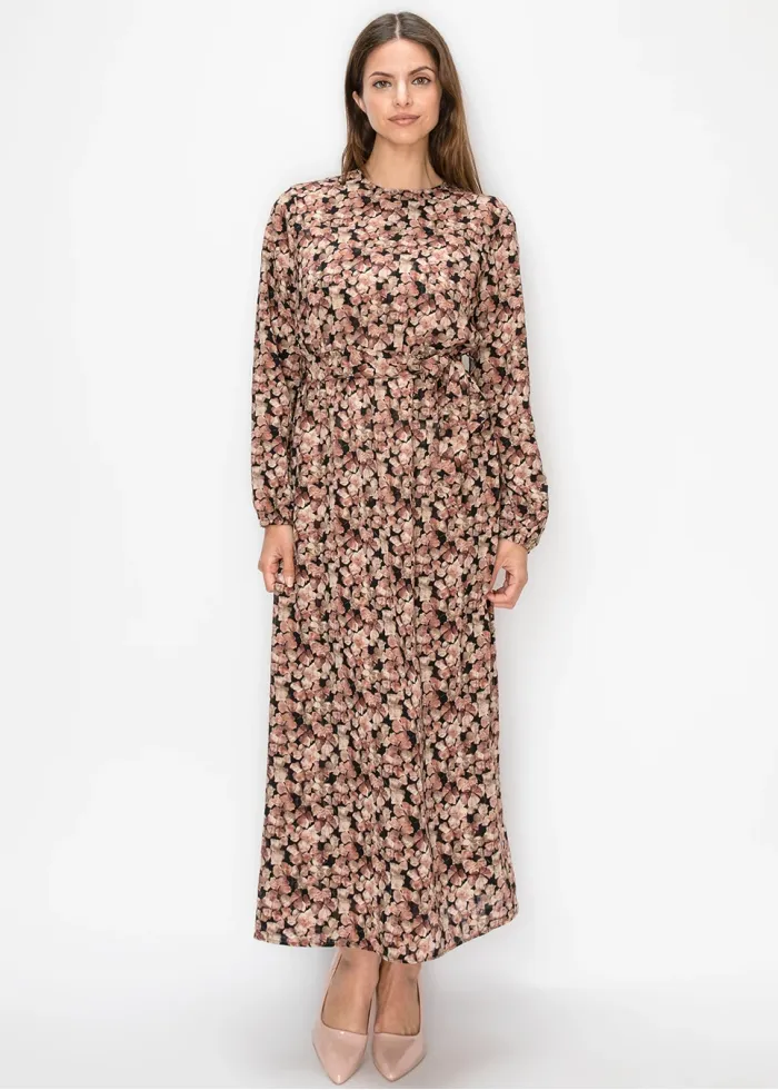 Belted Floral Print Dress