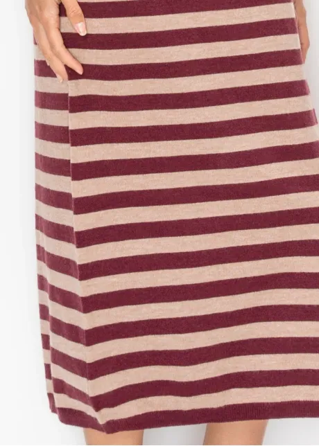 Striped Knit Polo Dress in Burgundy