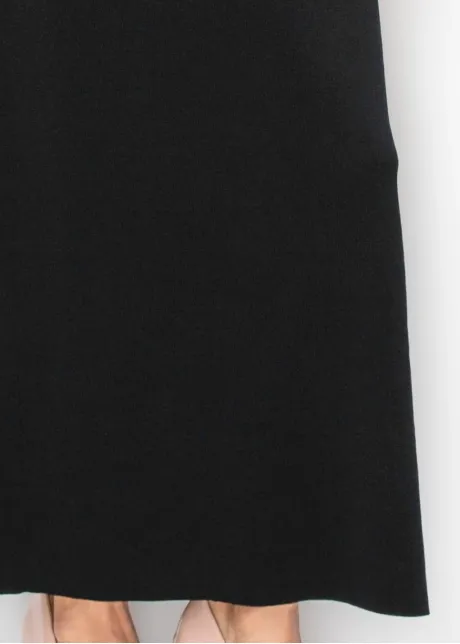 Black Knit Dress with Gold Buttons