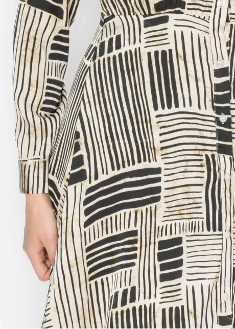 Abstract Line Print Midi Dress