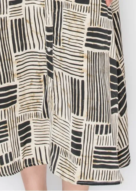 Abstract Line Print Midi Dress