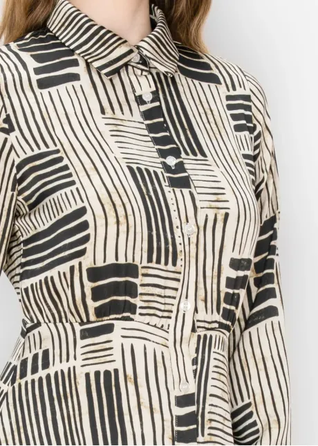 Abstract Line Print Midi Dress