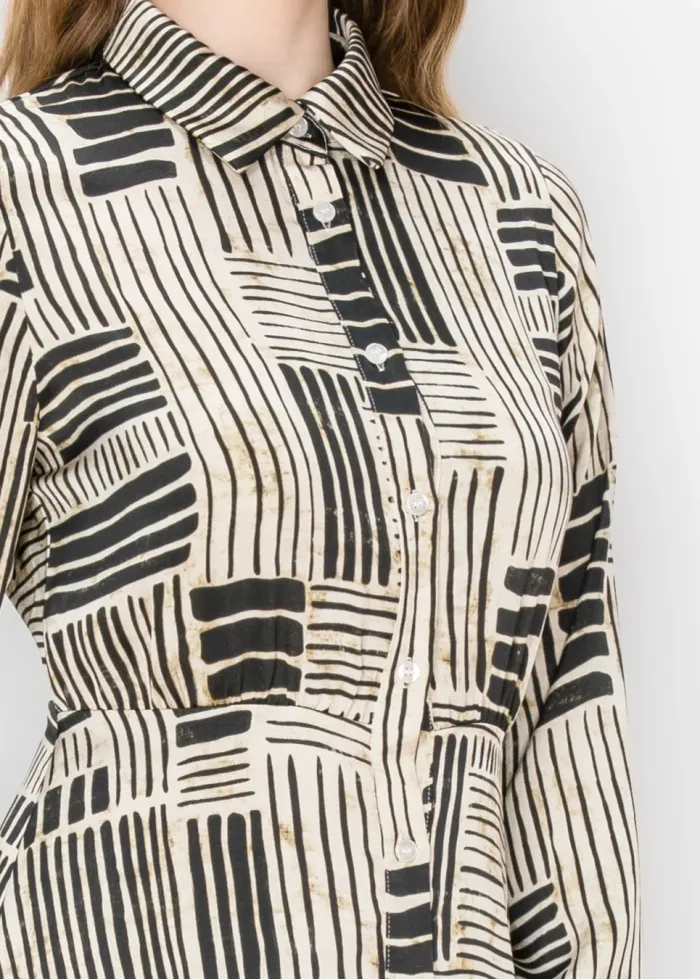 Abstract Line Print Midi Dress