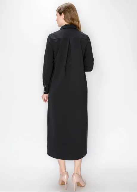 Black Collared Long Sleeve Dress