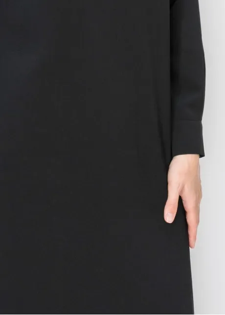 Black Collared Long Sleeve Dress