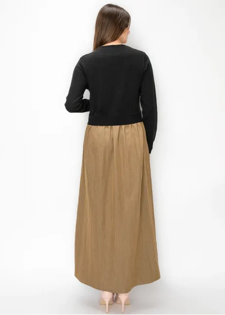 Diamond Applique Knit Two Tone Dress