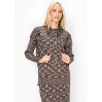 Space Dye Hooded Knit Top