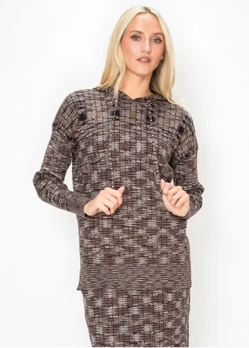 Space Dye Hooded Knit Top