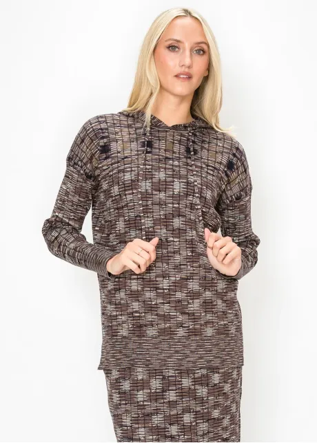 Space Dye Hooded Knit Top