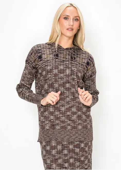 Space Dye Hooded Knit Top