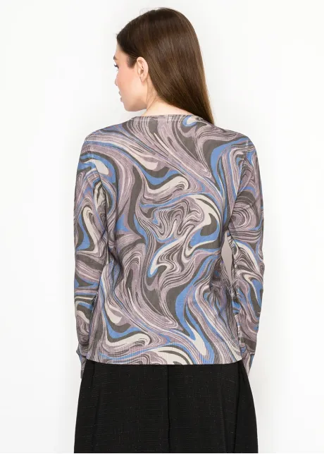 Abstract Swirl Knit Pullover in Purple