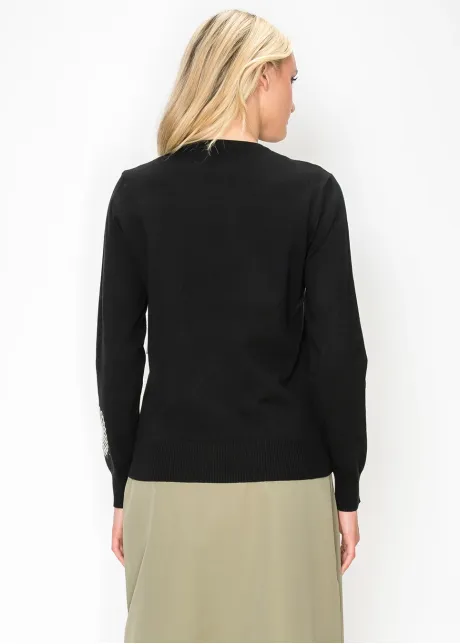 Floral Embroidered Sweater in Black and White
