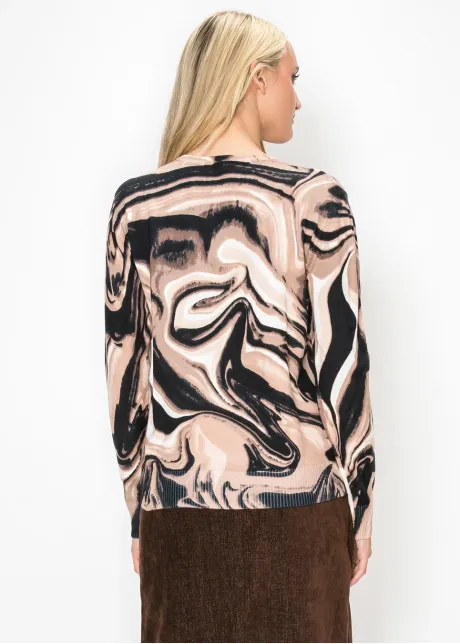 Marble Print Knit Sweater in Blush