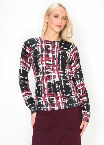 Brush Stroke Print Knit Sweater